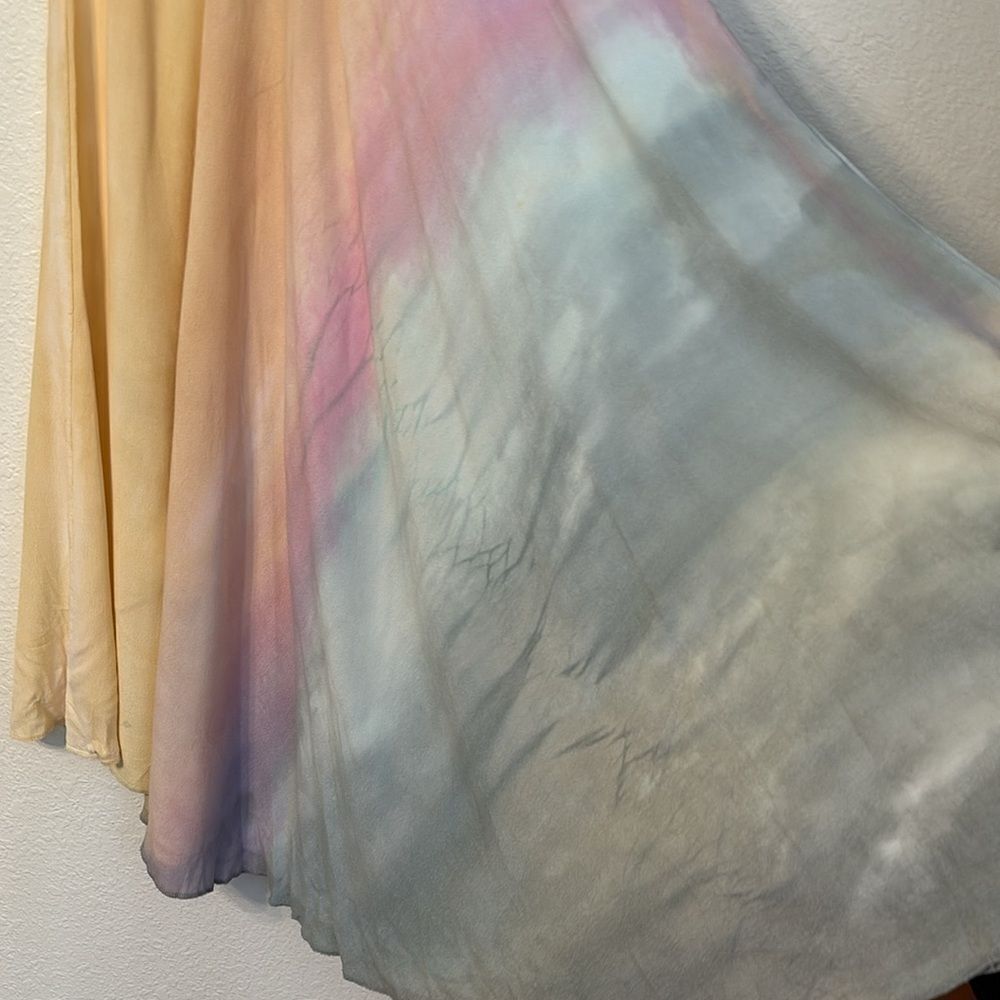 Brightly Twisted Whimsical Ethereal Pastel Rainbow Watercolor Maxi Skirt Small - Picture 3 of 5